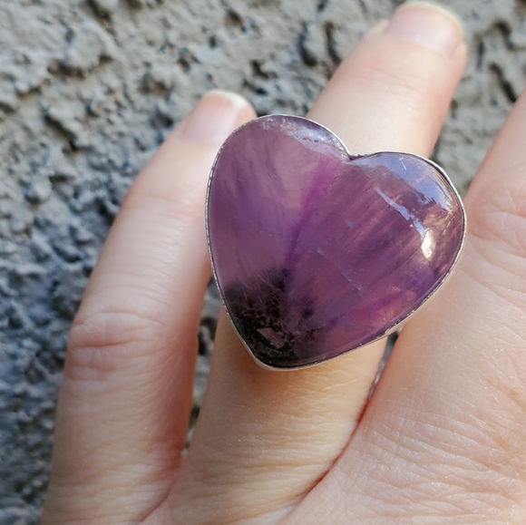 New Heart Shaped Amethyst 925 Silver Ring. - Picture 12 of 15